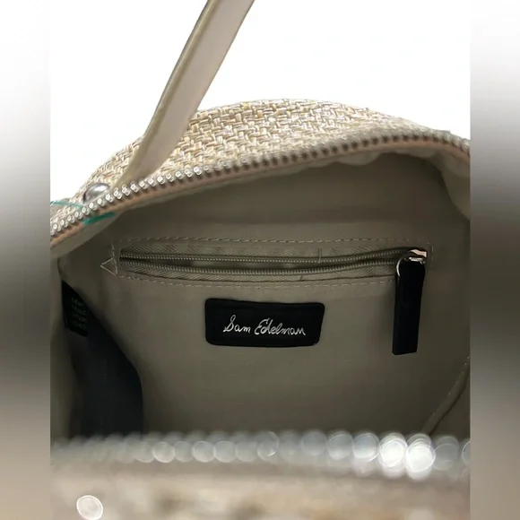 NWT Sam Edelman Beach Straw Crossbody with White Straps - Picture 6 of 8